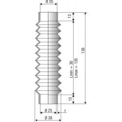 2024 SI Soufflet diamètre 25mm Long 33 à 135mm