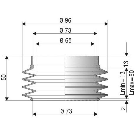 Soufflet de protection diamètre 73mm Longueur 50 mm