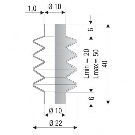 soufflet de protection diamètre 10 mm long 40mm