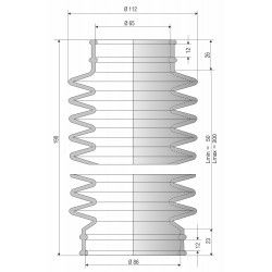 4064 NBR Soufflet épais diam 112 mm Long 50 à 200 mm