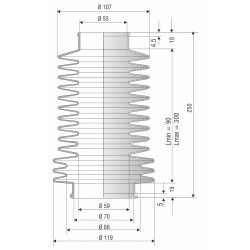 4011 NBR Soufflet D 55 et 59 mm Long 90 à 300 mm