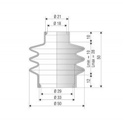 4024 NBR Soufflet de protection diamètre 21 et 33 mm