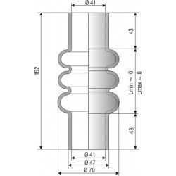 Soufflet de protection diamètre 41 mm longueur 162mm