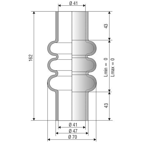 Soufflet de protection diamètre 41 mm longueur 162mm