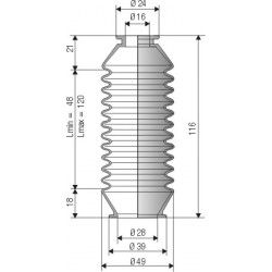 1051 NBR Soufflet D16 mm et 28 mm Long 48 à 120mm