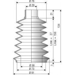 1062 NBR Soufflet D 29mm et 73mm Long 27 à 150 mm