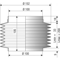 1074 NBR Soufflet de protection D 100 mm