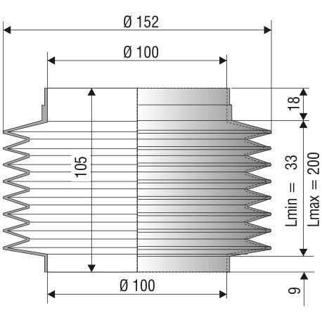 1074 NBR Soufflet de protection D 100 mm