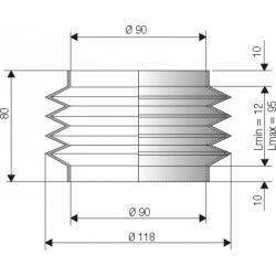 1090 NBR Soufflet D 90mm Long 12 à 95mm