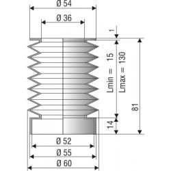 1093 NBR Soufflet D 36mm et 52mm Long 15 à 130mm