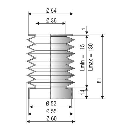 1093 NBR Soufflet D 36mm et 52mm Long 15 à 130mm