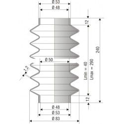 2116 NBR Soufflet de protection D 48mm Long 40 à 290mm