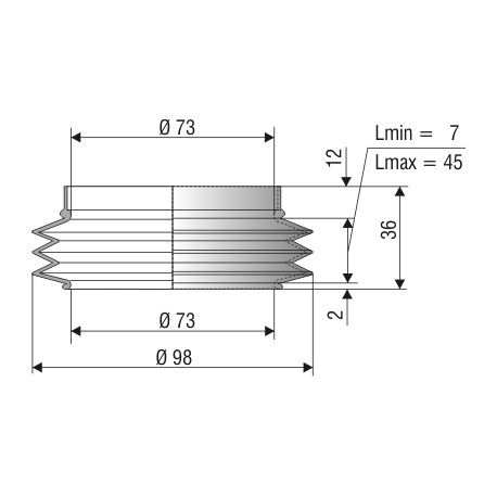 1096 NBR Soufflet D 73mm Long 7 et 45 mm