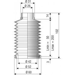 1107 NBR Soufflet D 26 et 52 mm Long 50 à 200 mm