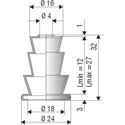1117 NBR Soufflet D 4mm et 18 mm Long 12 à 27 mm