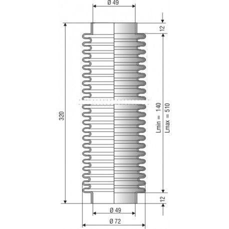 1126 NBR Soufflet D 49mm Long 140 à 510mm