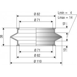 1169 NBR Soufflet D 71mm Long 4 à 14mm