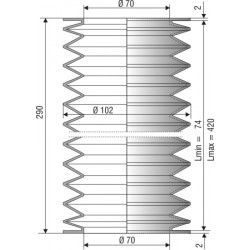 1186 NBR Soufflet D70mm Long 74 à 420 mm