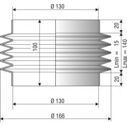 1203 NBR Soufflet D 130mm Long 15 à 140 mm