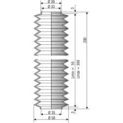 1206 NBR Soufflet D 33mm et D 35mm Lmin 55mm Lmax 300mm