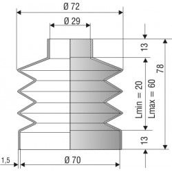 1232 NBR Soufflet D 29 et 70mm Long 20 à 60mm