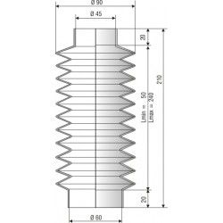 1246 NBR Soufflet D 45mm et 60mm Long 50 à 240mm