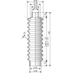 1507 NBR Soufflet D16mm et 30mm Long 47 à 175mm