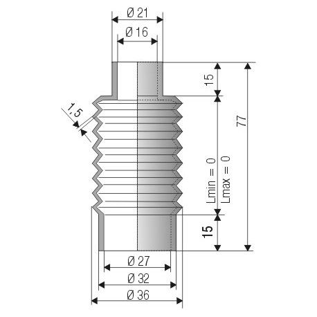 1509 NBR Soufflet D16mm et 27mm Long 0