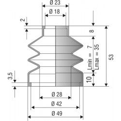 1510 NBR Soufflet D 18 et 42mm Long 7 à 35 mm