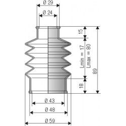 1513 NBR Soufflet D 24mm et 43mm Long 17 à 80 mm