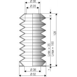 1514 NBR Soufflet D 28 et 38mm Long 35 à 160mm