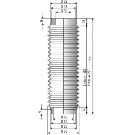 1515 NBR Soufflet D 30mm et 40mm Long 63 à 270mm