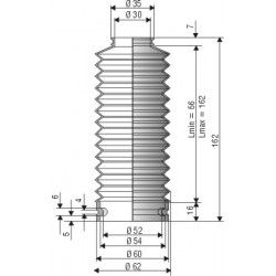 1516 NBR Soufflet D 30mm et 52mm Long 56 mm à 162mm