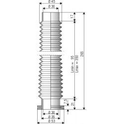 1517 NBR Soufflet D30mm Long 95 à 350mm