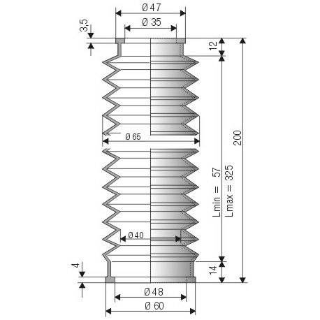 1518 NBR Soufflet D 35mm et 48mm Long 57 à 325mm