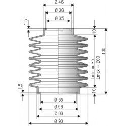 1520 NBR Soufflet D 35mm et 55mm Long 35 à 200mm