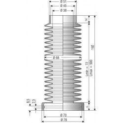 1522 NBR Soufflet D 38mm et 70mm Long 72 à 500mm