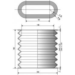 1529 NBR Soufflet oval D 136mm et 166mm Long 35 à 210 mm