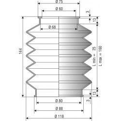 2003 NBR Soufflet D 60mm et 80mm Long 25 à 160 mm