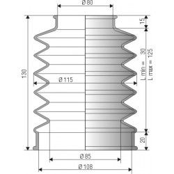 2008 NBR Soufflet D 80mm et 85mm Long 30 à 125 mm