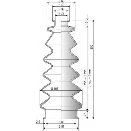 2010 NBR Soufflet D 35mm et 80mm Long 0 à 0 mm