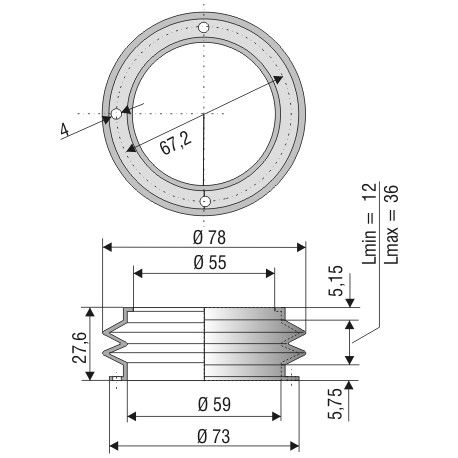 2031 SI SPEZ Soufflet D 55 et D59 Long 12mm à 36 mm