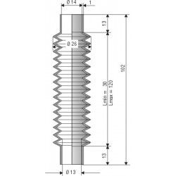 Soufflet Silicone d 123mm et 14 mm Long 30 à 120 mm