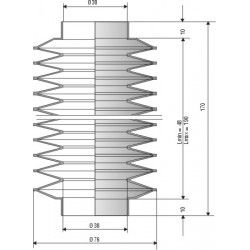 2058 NBR Soufflet D 38mm Long 48 à 190 mm