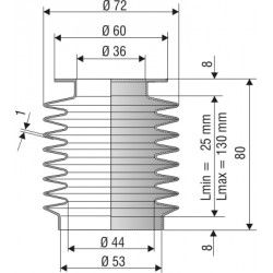 2061 NBR Soufflet D 36 et 44mm Long 25 à 130 mm