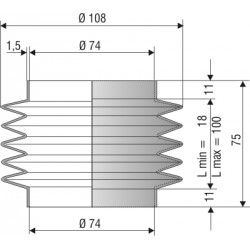 2067 NBR Soufflet D 74mm Long 18 à 100mm