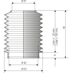 2071 NBR Soufflet D 31mm et 42mm Long 20 à 100mm