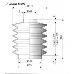 2093 NBR Soufflet D 40mm et 73mm Long 22 à 165mm