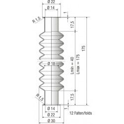 2118 CR Soufflet D 14 mm Long 40 à 175 mm