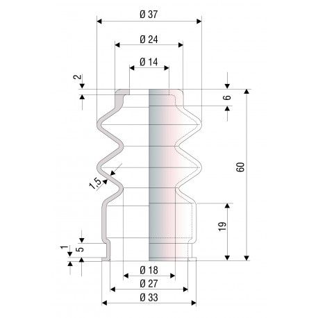 2239 CR Soufflet D 14mm et 27 mm Long 60mm